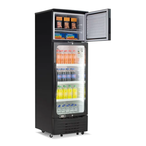 Visicooler con iluminación LED y congelador en la parte superior de 370 litros