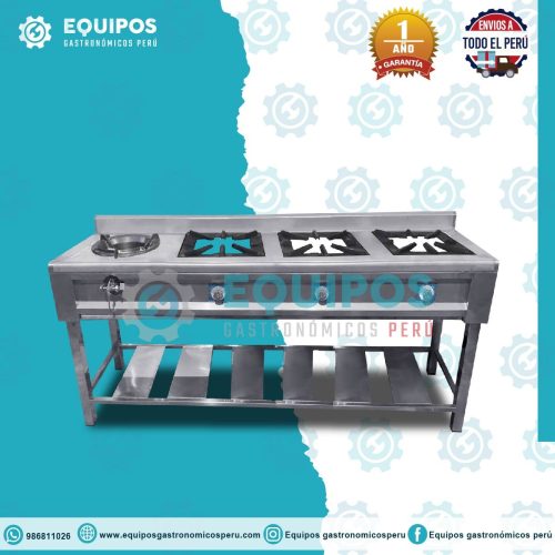 Cocina de 3 Hornillas + Wok