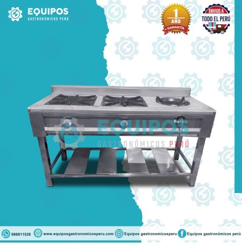 Cocina de 2 Hornillas + Wok